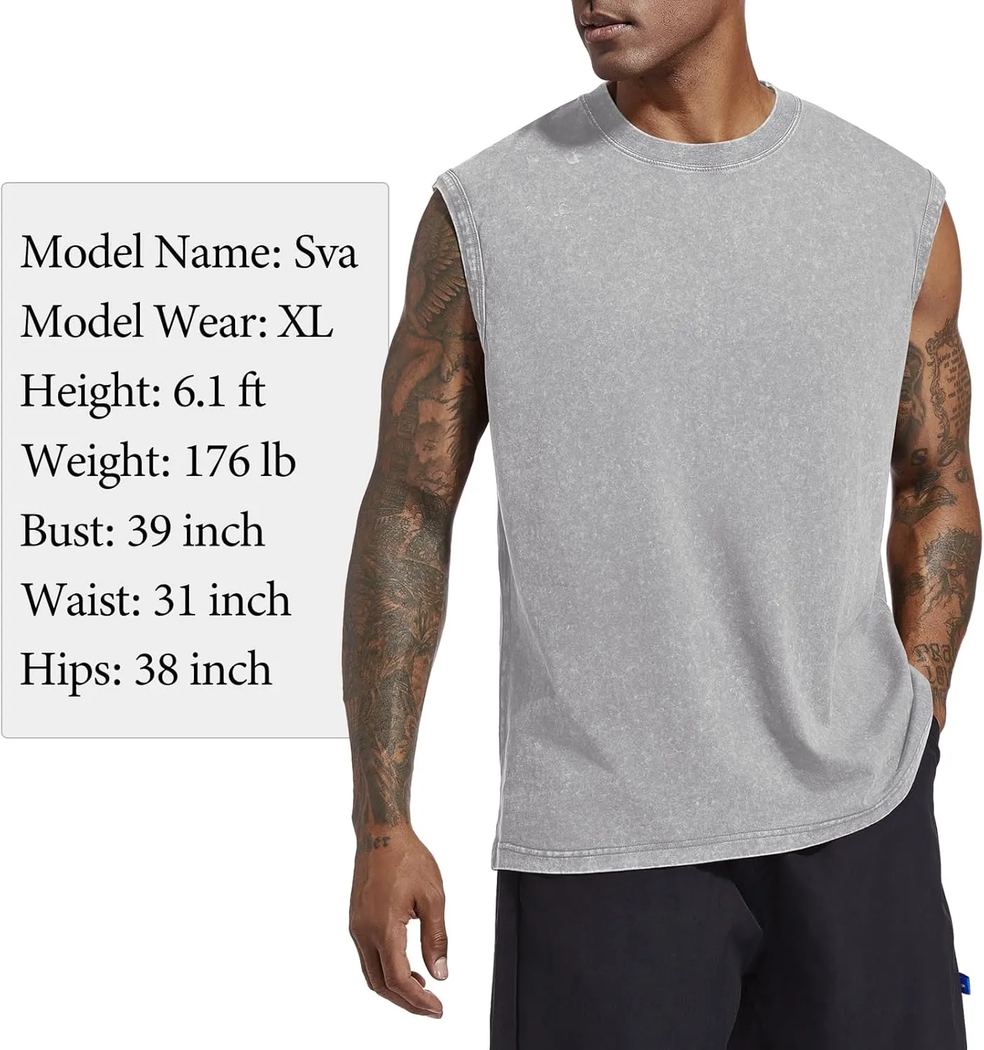 Mens Cotton Workout Gym Tank Top Sleeveless Cut Off Muscle Shirts Acid Wash Tshirts Running Beach Loose Fit Tees