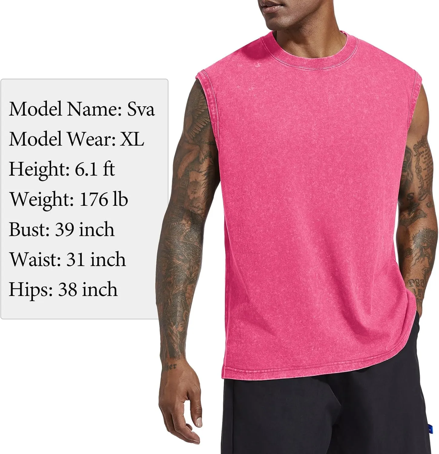 Mens Cotton Workout Gym Tank Top Sleeveless Cut Off Muscle Shirts Acid Wash Tshirts Running Beach Loose Fit Tees