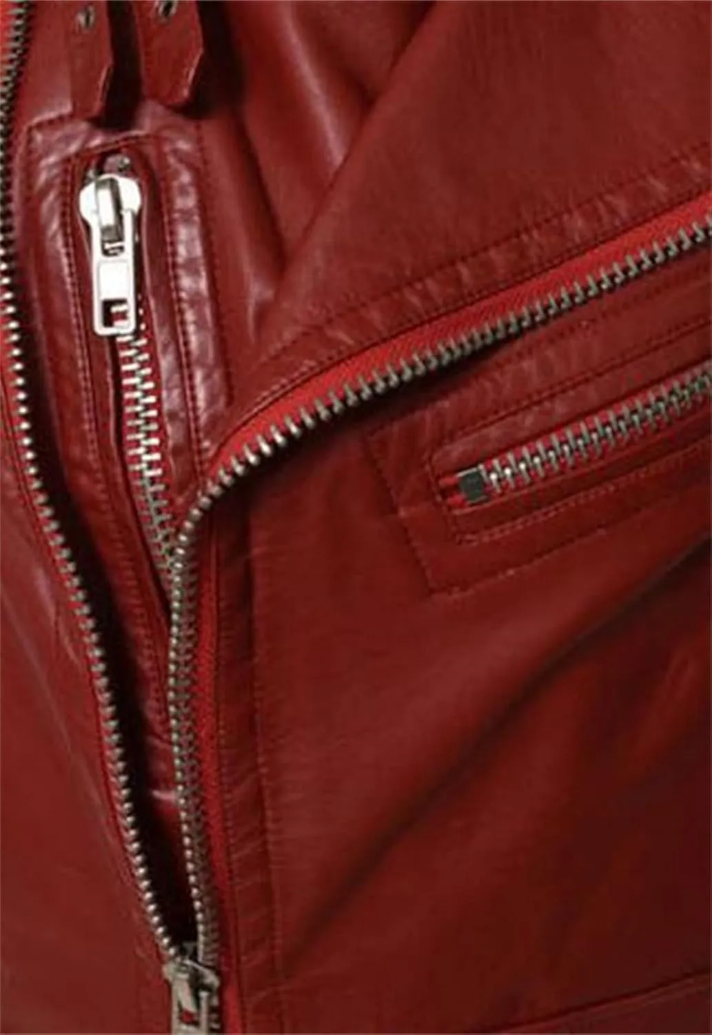 Men's Denim Jackets Leather Vest Korean Version Slim Fit Zip Lapel Short Leather Coat