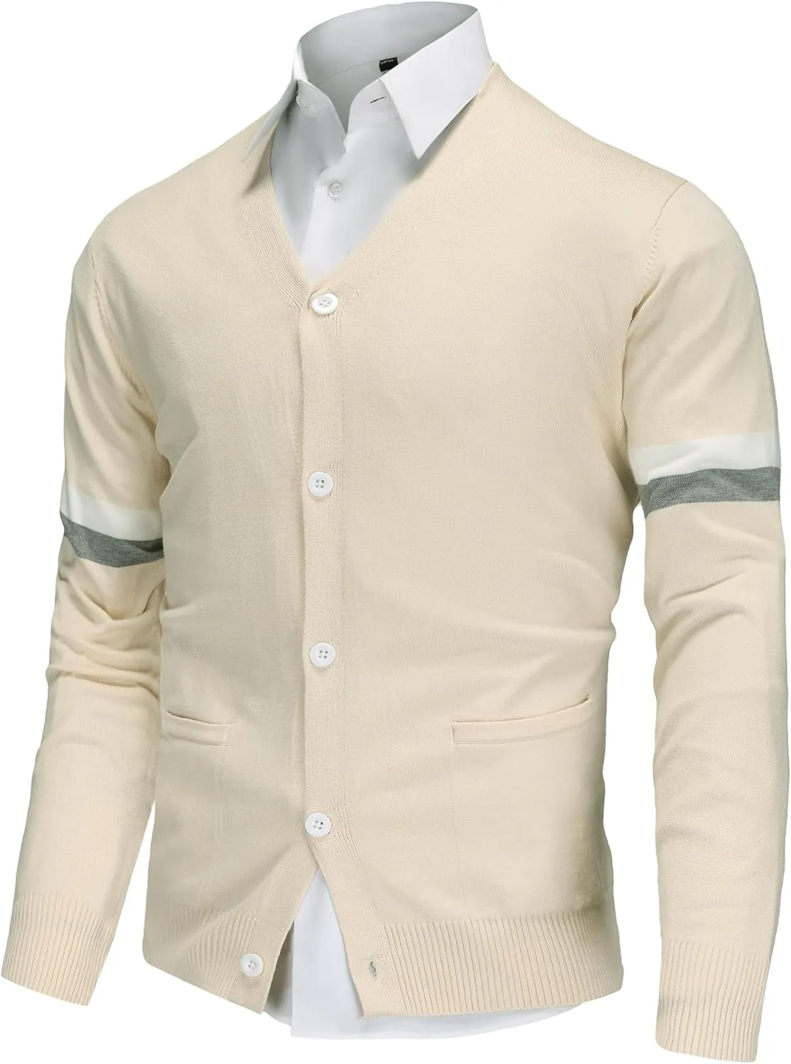 Men's Knit Cardigan Sweater Wool Blend Knit V Neck Buttons Cardigan with Pockets
