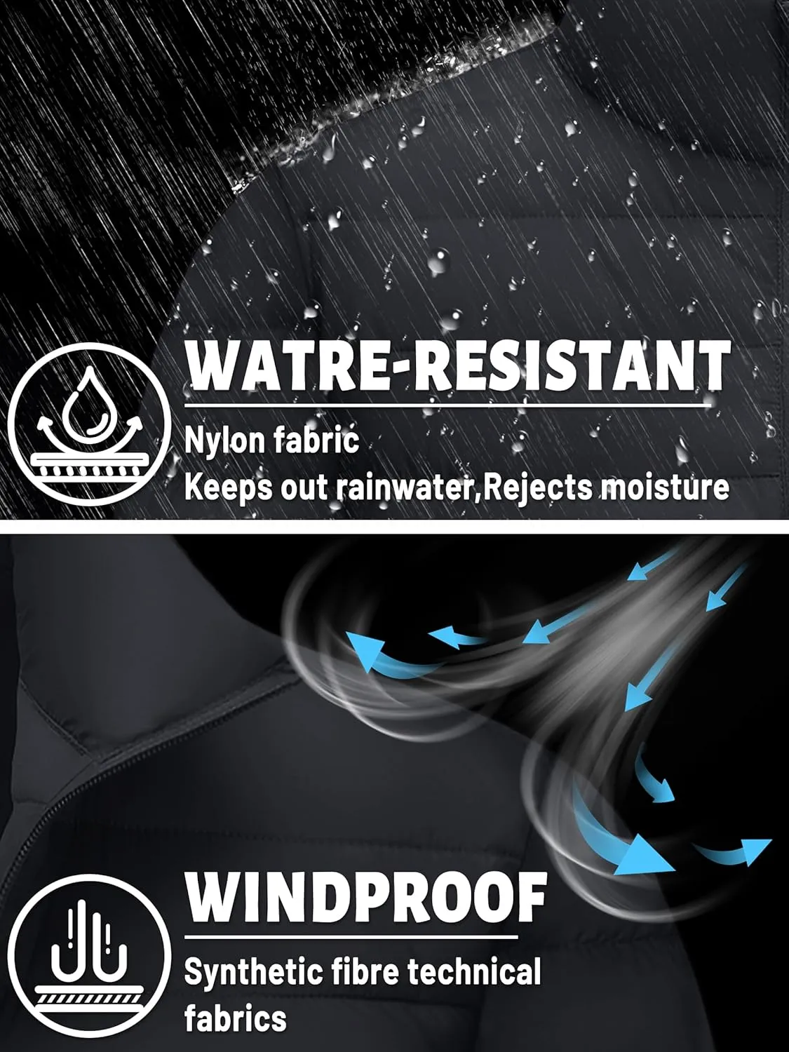 Mens Lightweight Puffer Jackets Warm Puffy Winter Down Jacket Windproof Water Repellent Quilted Coat
