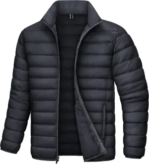 Mens Lightweight Puffer Jackets Warm Puffy Winter Down Jacket Windproof Water Repellent Quilted Coat