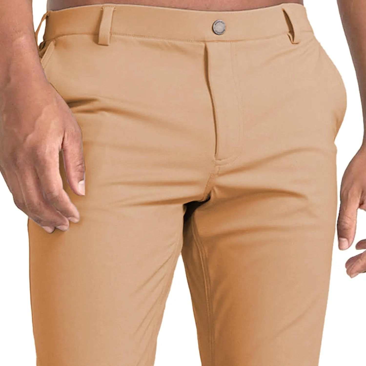 Men's Slim Fit Business Comfort Pants Straight Leg High Waist Casual Trousers Solid Basic Hiking Outdoor Pants