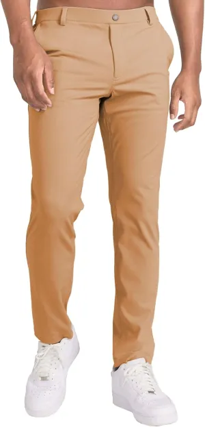 Men's Slim Fit Business Comfort Pants Straight Leg High Waist Casual Trousers Solid Basic Hiking Outdoor Pants