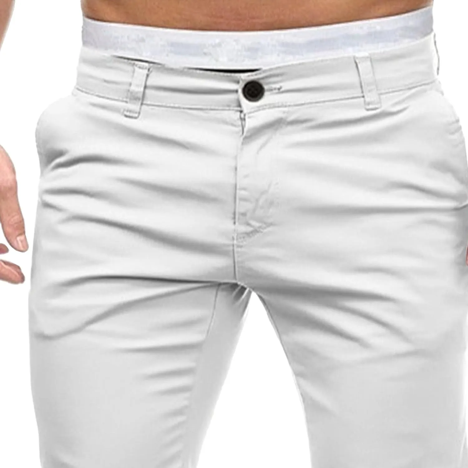 Men's Slim Fit Casual Outdoor Basic Pants Straight Leg Solid Sweatpants Pants Comfort Cotton Work Trousers