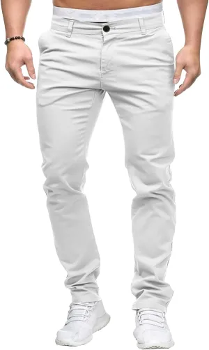 Men's Slim Fit Casual Outdoor Basic Pants Straight Leg Solid Sweatpants Pants Comfort Cotton Work Trousers