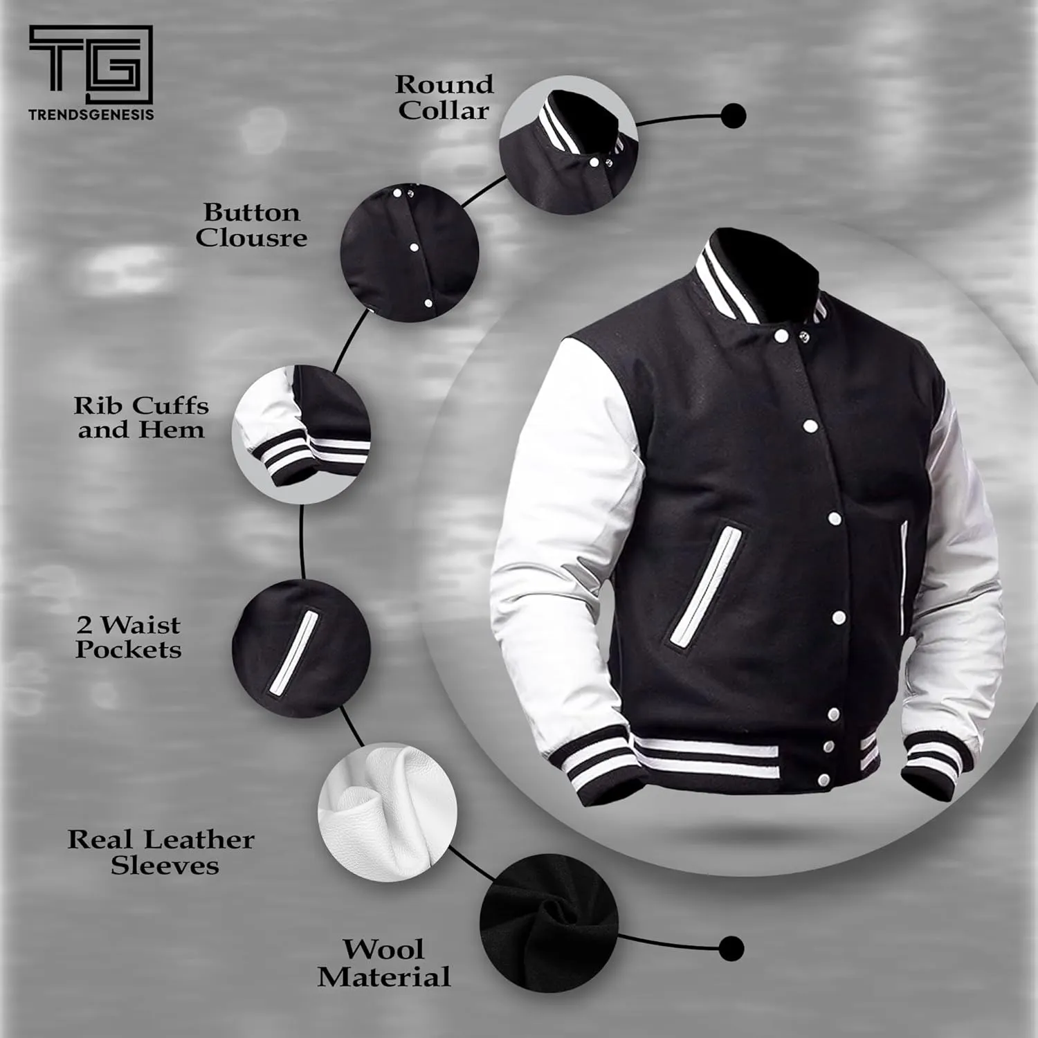 Men's Varsity Lettermans Jacket - School College Letterman Baseball Bomber Jackets for Men