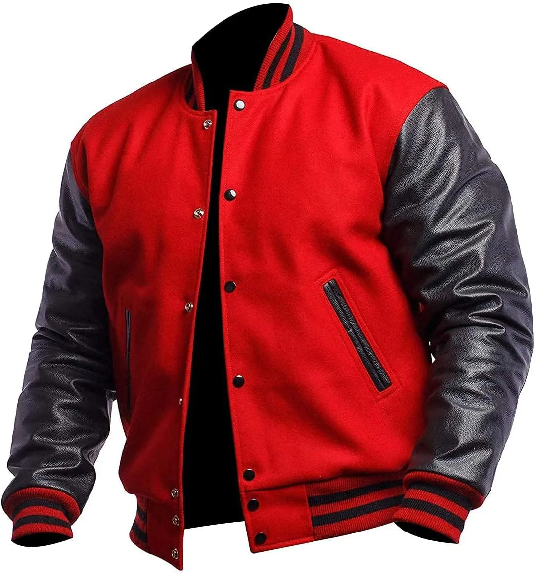 Men's Varsity Lettermans Jacket - School College Letterman Baseball Bomber Jackets for Men