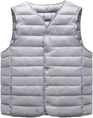 Mens Winter Coat Warm Sleeveless Jackets Lightweight Vest Coat Windproof Cotton-Padded Waistcoat Outerwear