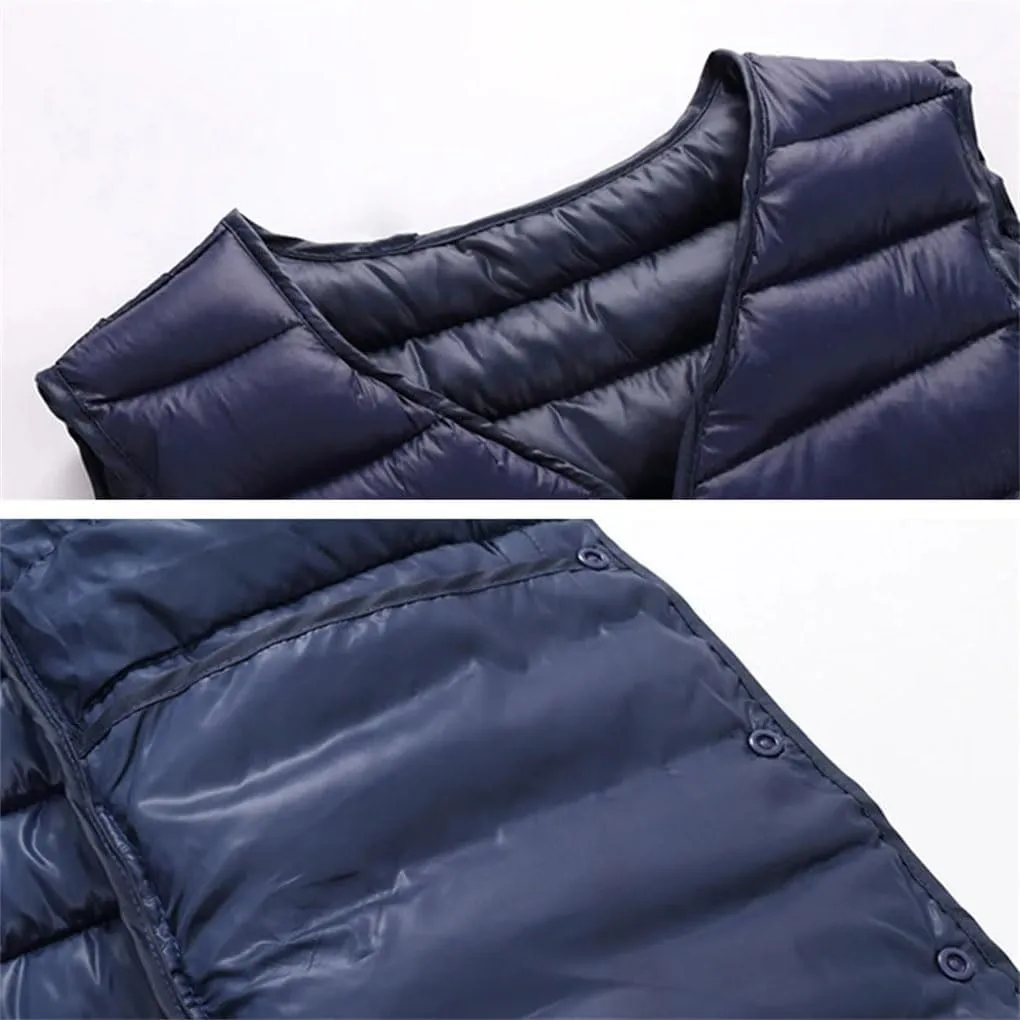 Mens Winter Coat Warm Sleeveless Jackets Lightweight Vest Coat Windproof Cotton-Padded Waistcoat Outerwear