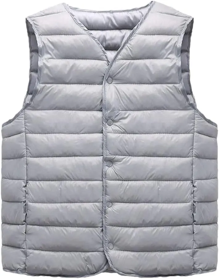 Mens Winter Coat Warm Sleeveless Jackets Lightweight Vest Coat Windproof Cotton-Padded Waistcoat Outerwear