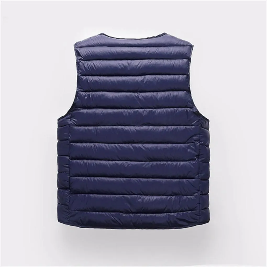 Mens Winter Coat Warm Sleeveless Jackets Lightweight Vest Coat Windproof Cotton-Padded Waistcoat Outerwear