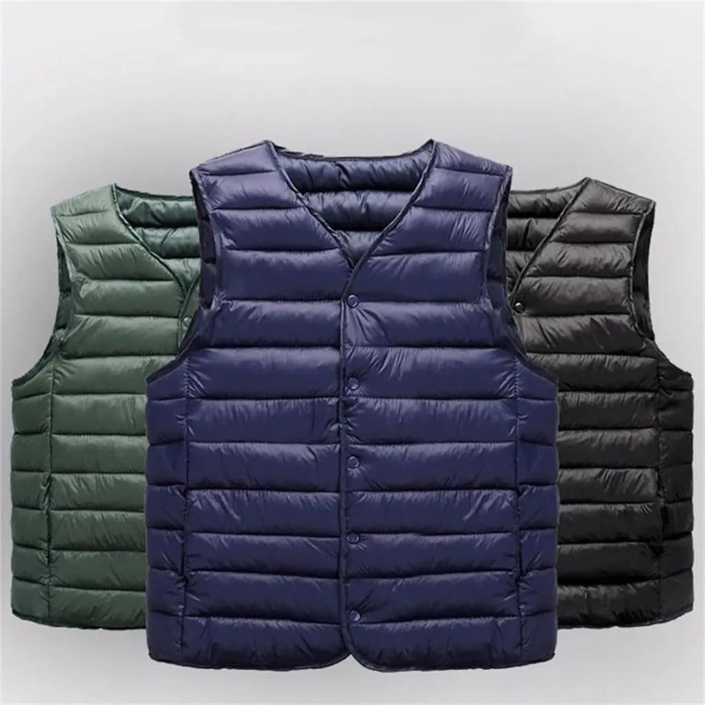 Mens Winter Coat Warm Sleeveless Jackets Lightweight Vest Coat Windproof Cotton-Padded Waistcoat Outerwear