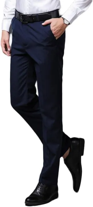 Men's Wrinkle-Free Stretch Pants Comfort Suit Pant Dress Trousers