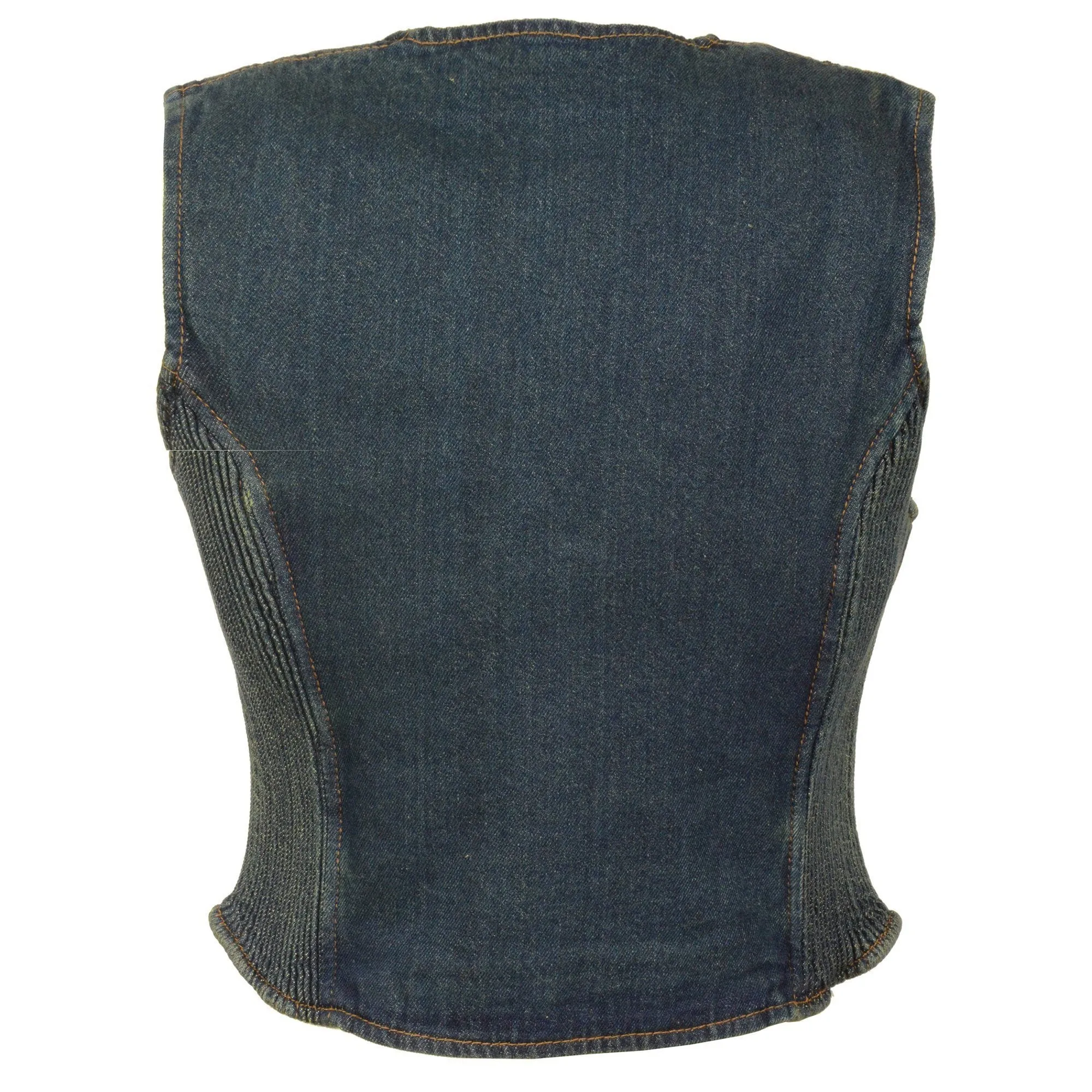 Milwaukee Performance Denim-MDL4010-Ladies Blue Zipper Front Denim Vest with Side Stretch