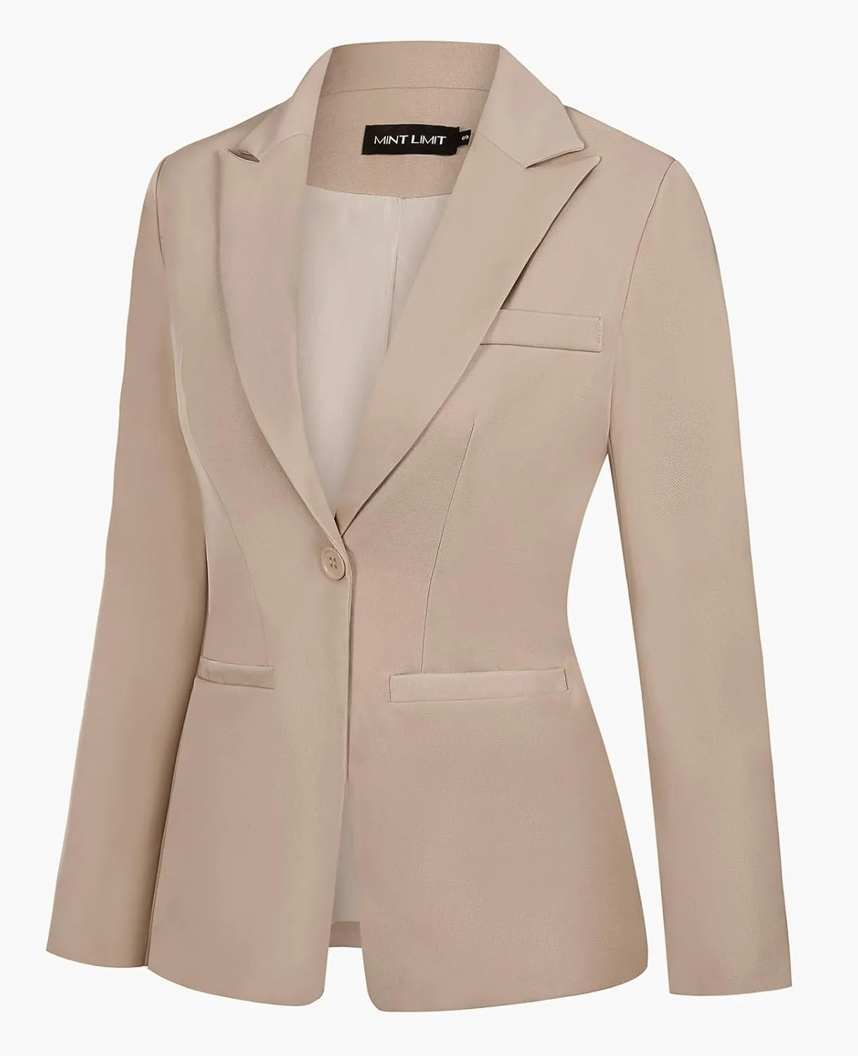 MINTLIMIT Women's Casual Long Sleeve Blazers Lapel Shoulder Pad Button Work Blazer Fully Lined Suit Jacket with Pockets