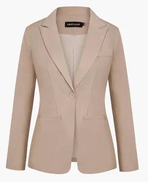 MINTLIMIT Women's Casual Long Sleeve Blazers Lapel Shoulder Pad Button Work Blazer Fully Lined Suit Jacket with Pockets