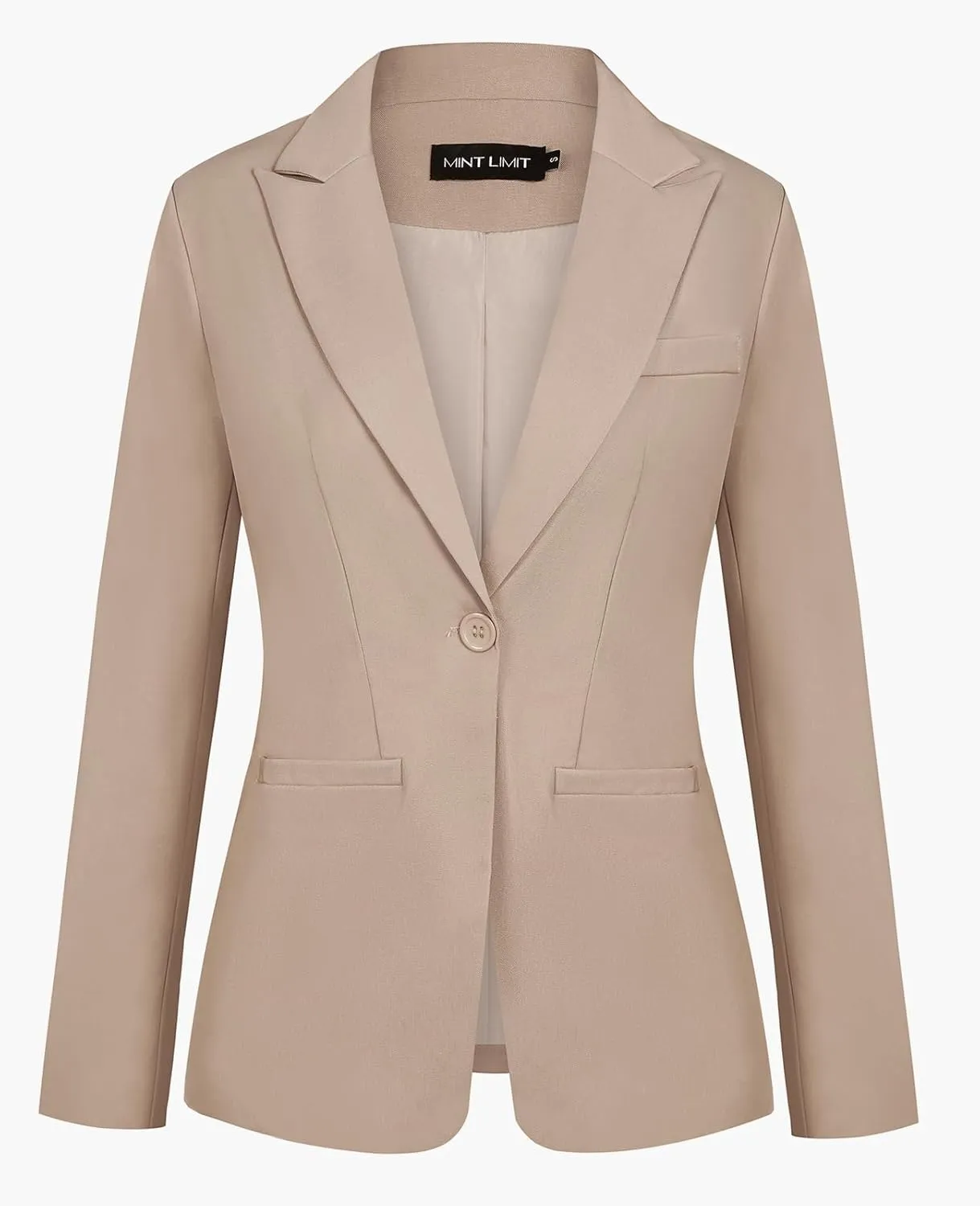 MINTLIMIT Women's Casual Long Sleeve Blazers Lapel Shoulder Pad Button Work Blazer Fully Lined Suit Jacket with Pockets