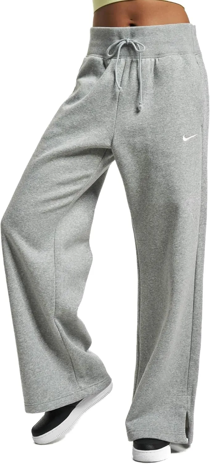 Nike Sportswear Phoenix Fleece Women's High-Waisted Wide-Leg Sweatpants (DQ5615-063, Dark Grey Heather/Sail) Size X-Small