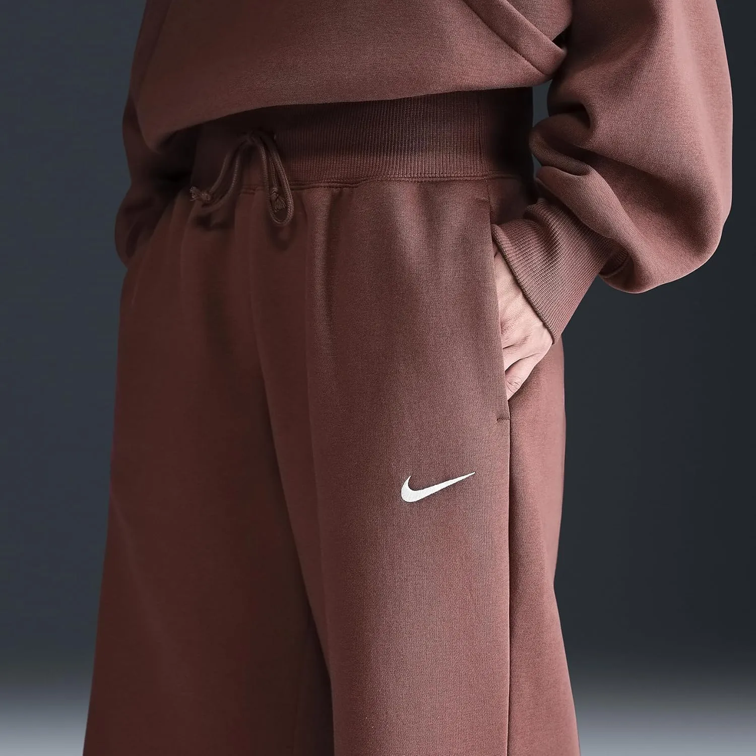 Nike Sportswear Phoenix Fleece Women's High-Waisted Wide-Leg Sweatpants (DQ5615-218, Red Sepia/Sail)