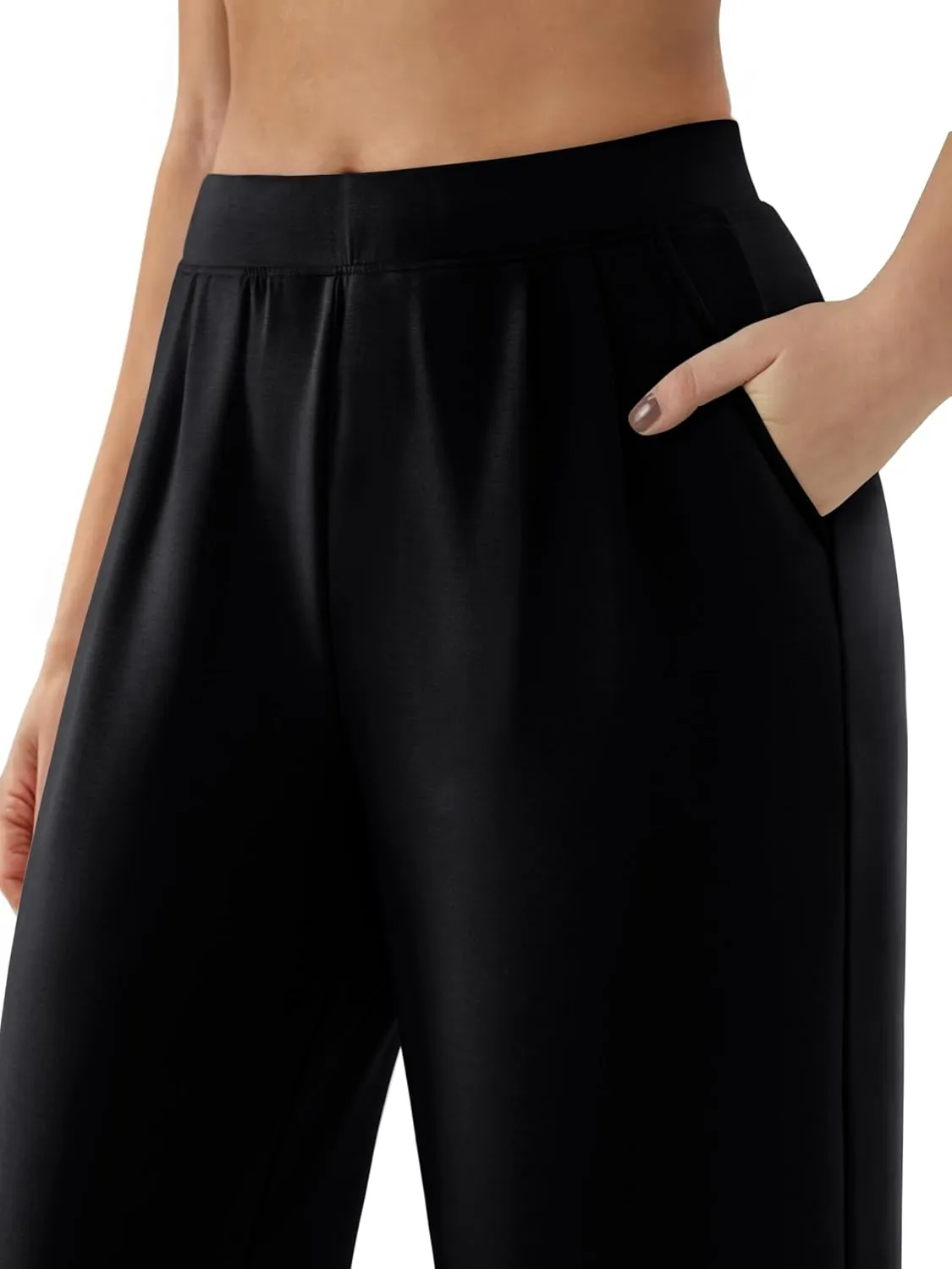 NIMIN Trousers Pants for Women Stretchy High Waisted Business Casual Slacks for Work Wide Leg Pleated Pull On Pants