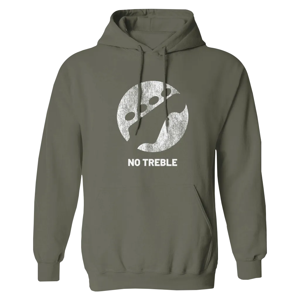 No Treble Distressed Logo Military Green Hoodie