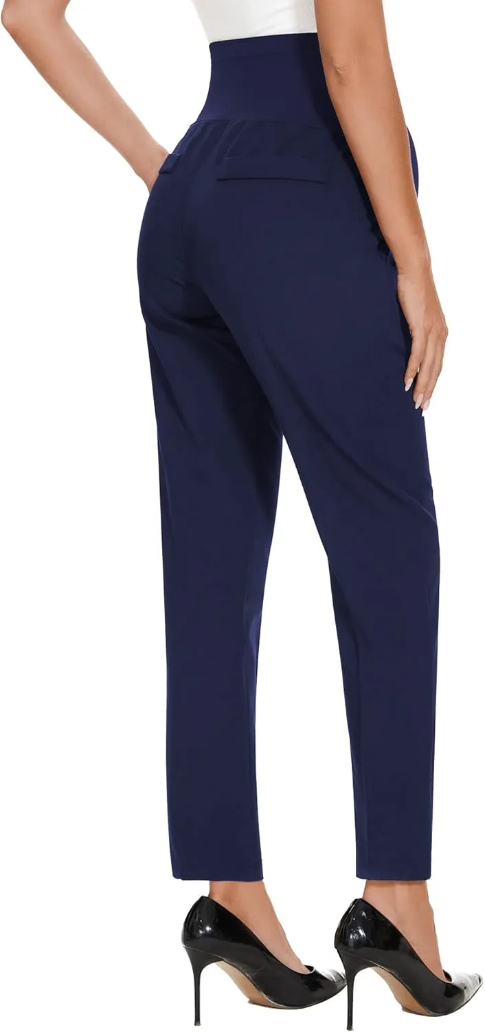 PACBREEZE Women's Maternity Pants for Work Capris Casual Comfort and Style Ankle Pants