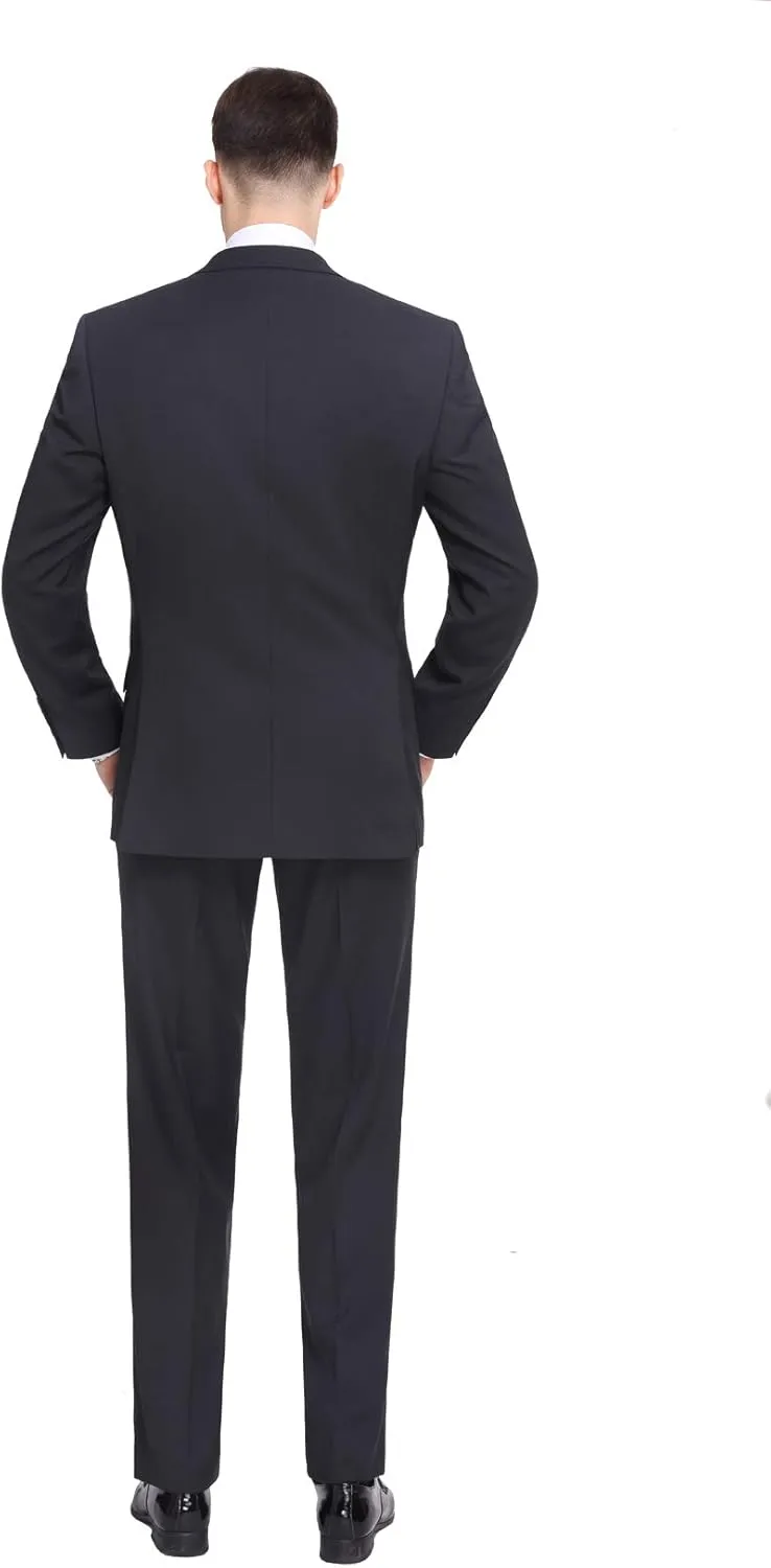 P&L Men's Suit 2 Piece Classic Fit Suits for Men Premium Business Suit Jacket & Pleated Pants Set for Wedding Prom