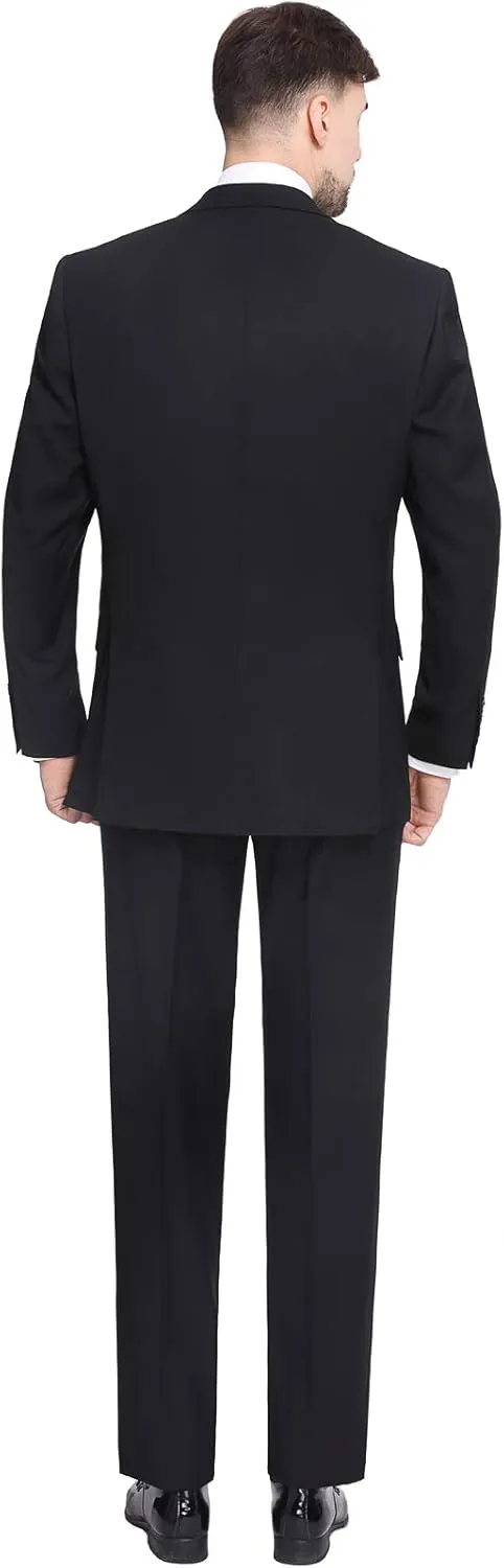 P&L Men's Suit 2 Piece Classic Fit Suits for Men Premium Business Suit Jacket & Pleated Pants Set for Wedding Prom