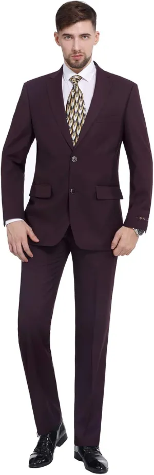 P&L Men's Suit 2 Piece Classic Fit Suits for Men Premium Business Suit Jacket & Pleated Pants Set for Wedding Prom
