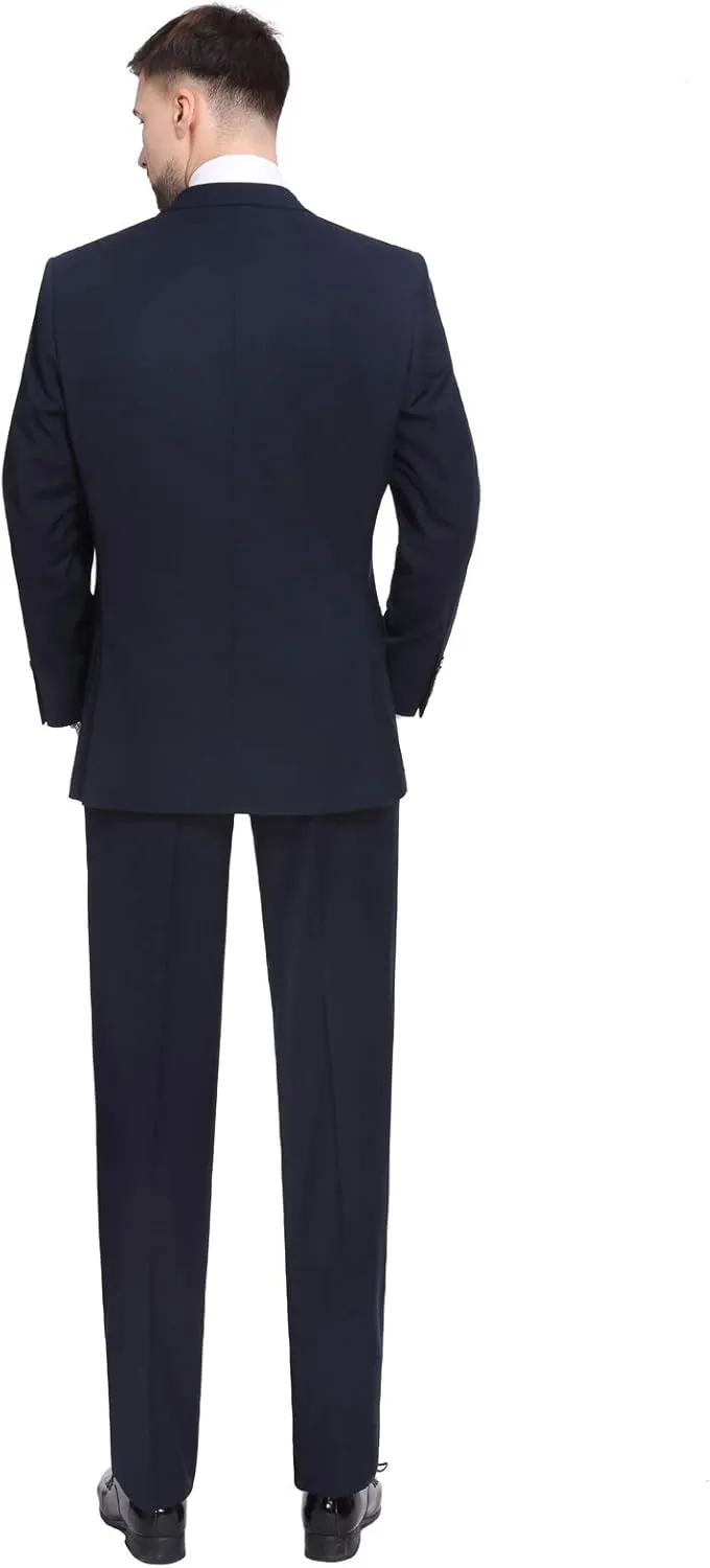 P&L Men's Suit 2 Piece Classic Fit Suits for Men Premium Business Suit Jacket & Pleated Pants Set for Wedding Prom