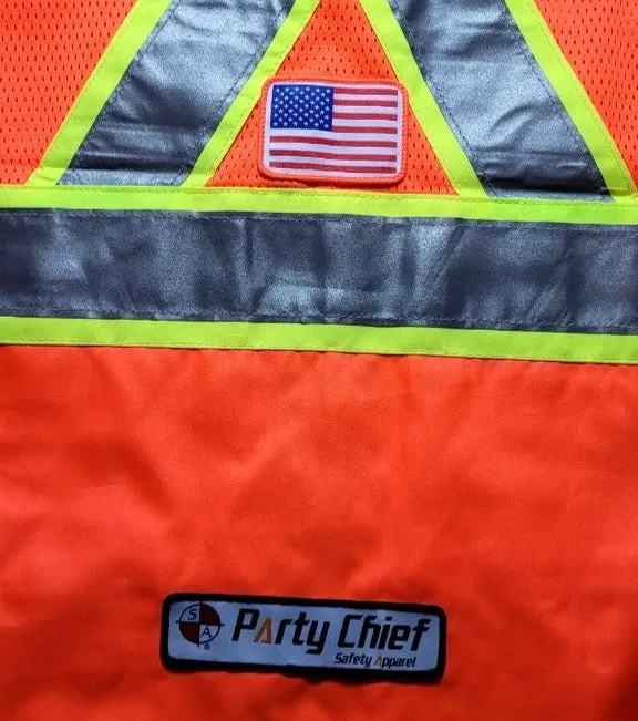 PC15X Party Chief Vest, HEAVY DUTY Orange, Yellow, Lime Green