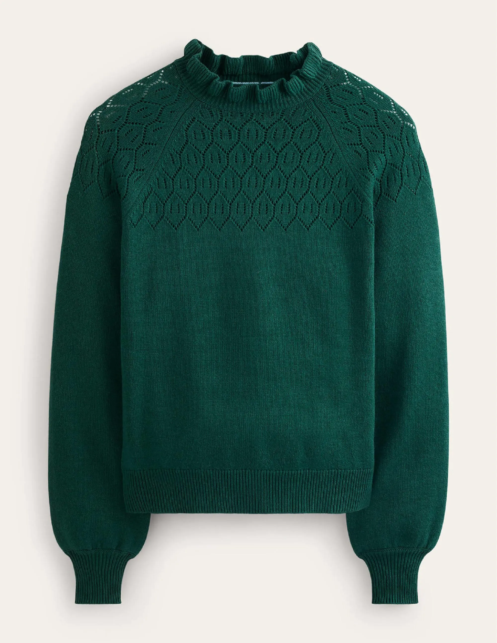 Pointelle Detailed Jumper-Emerald Night
