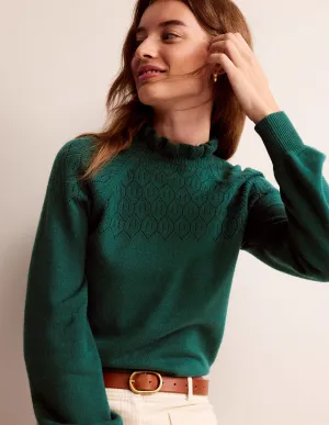 Pointelle Detailed Jumper-Emerald Night