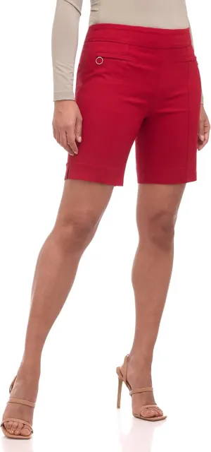 Rekucci Women's Ease into Comfort Slim Bermuda Short with Zipper Detail