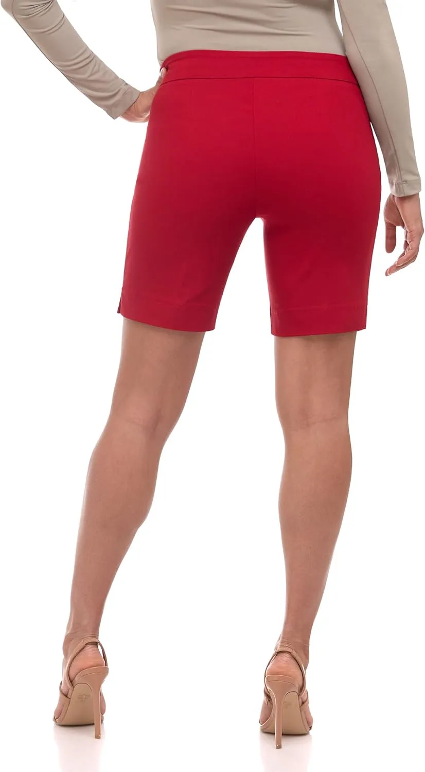 Rekucci Women's Ease into Comfort Slim Bermuda Short with Zipper Detail