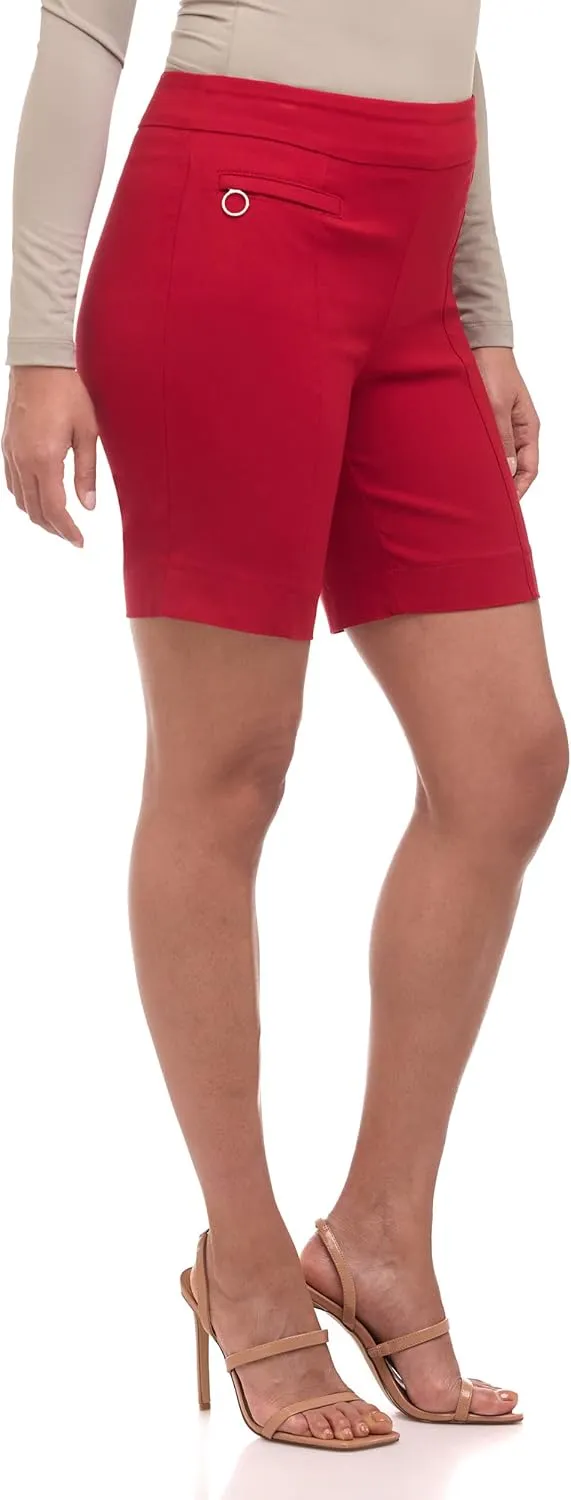 Rekucci Women's Ease into Comfort Slim Bermuda Short with Zipper Detail