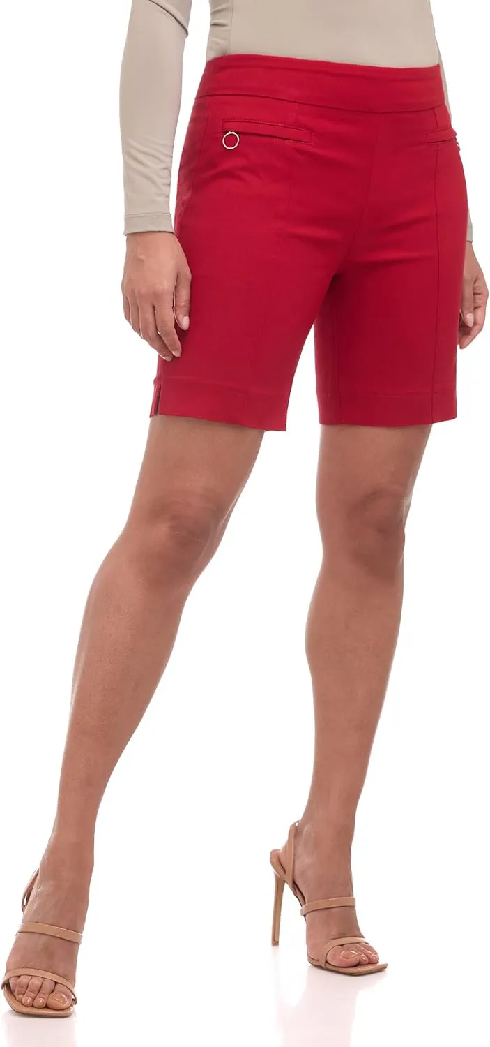 Rekucci Women's Ease into Comfort Slim Bermuda Short with Zipper Detail