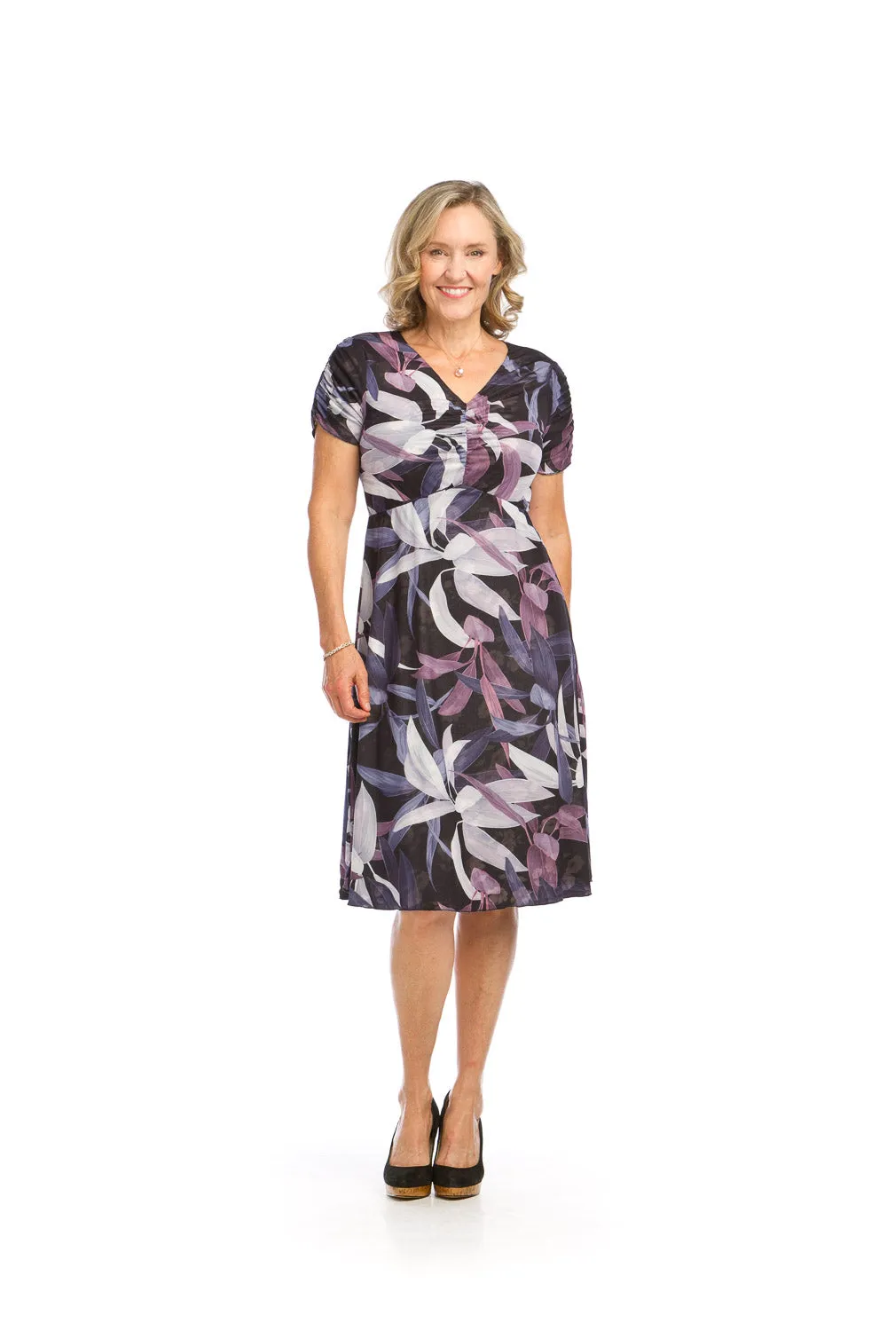 SALE Papillon PD16720 Purple Floral Mesh Jersey Reversible Dress