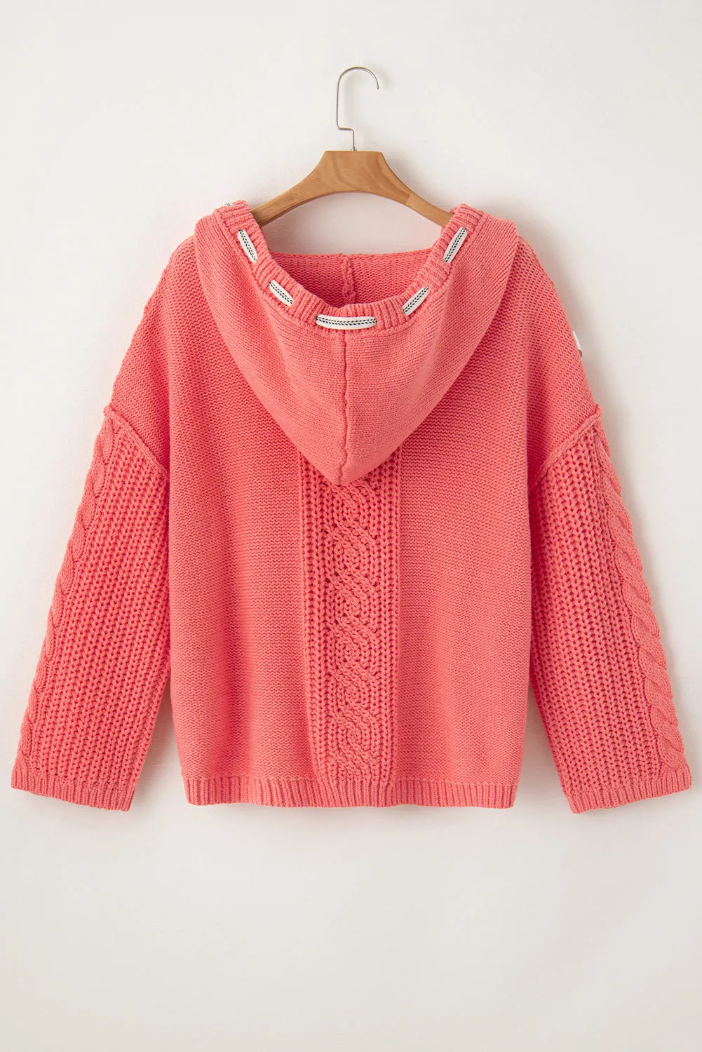 Sariah Cable Knit Drawstring Hooded Sweater