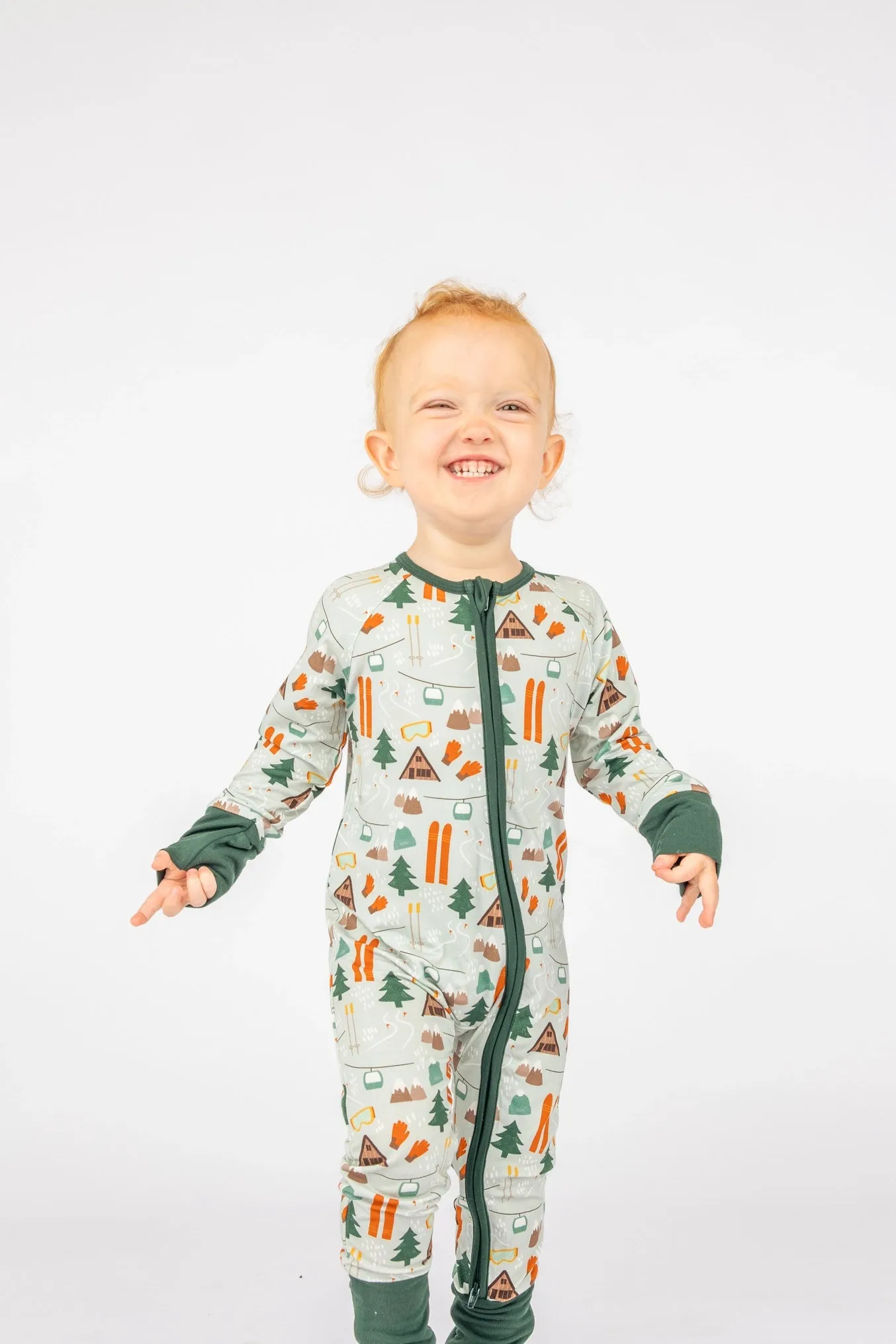 Ski Day Winter Bamboo Convertible Baby Pajamas