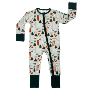 Ski Day Winter Bamboo Convertible Baby Pajamas