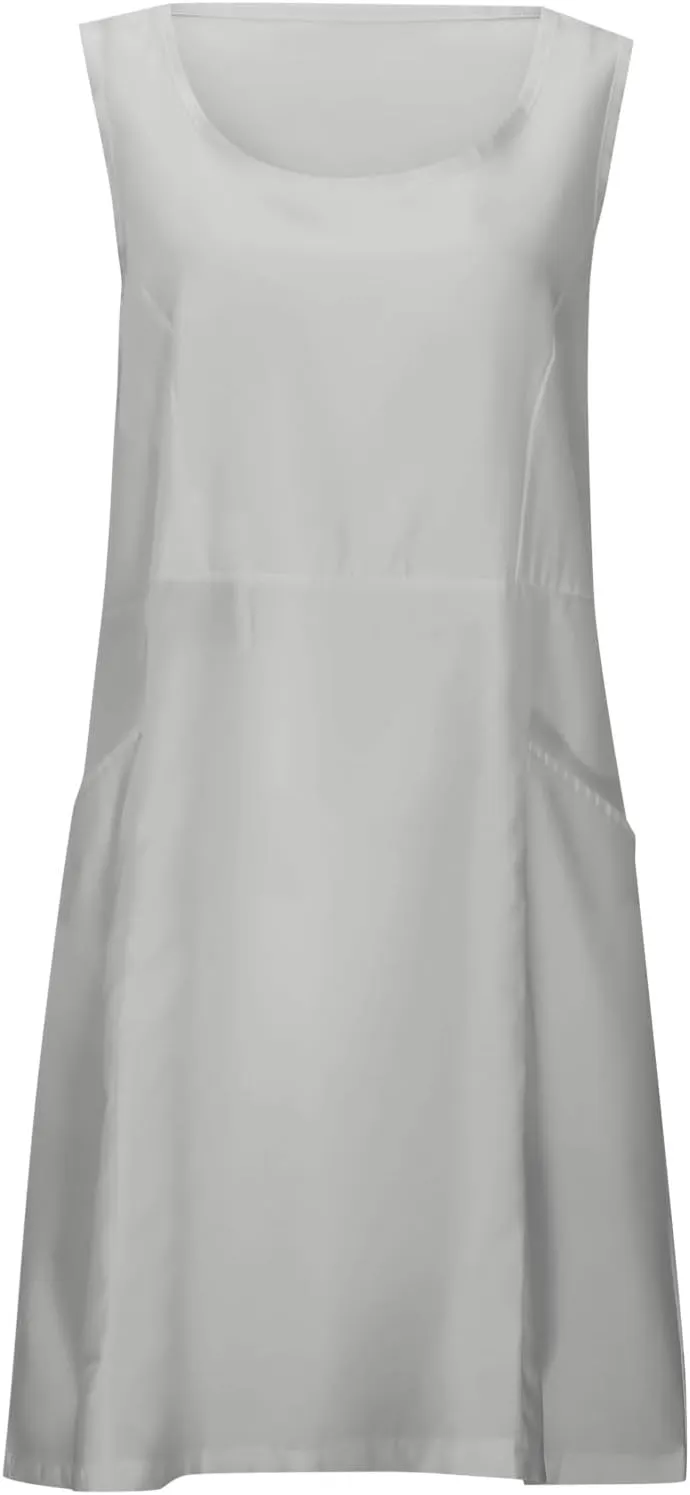 Summer Crinkle Linen Sundress for Women Sleeveless Tank Dress Breathable Beach Wedding Guest & Vacation Dress