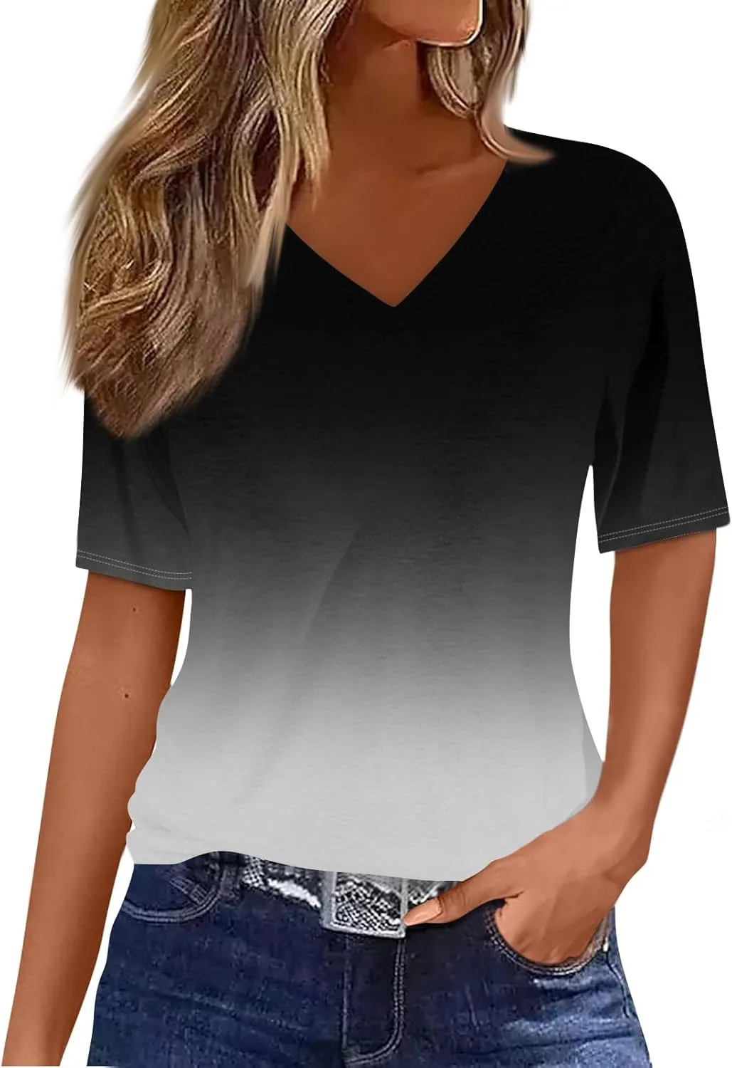 Summer Tops for Women 2025 Short Sleeve V Neck Plus Size Womens Tops Drssy Casual Shirts for Women Blouese Trendy
