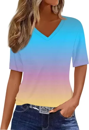 Summer Tops for Women 2025 Short Sleeve V Neck Plus Size Womens Tops Drssy Casual Shirts for Women Blouese Trendy