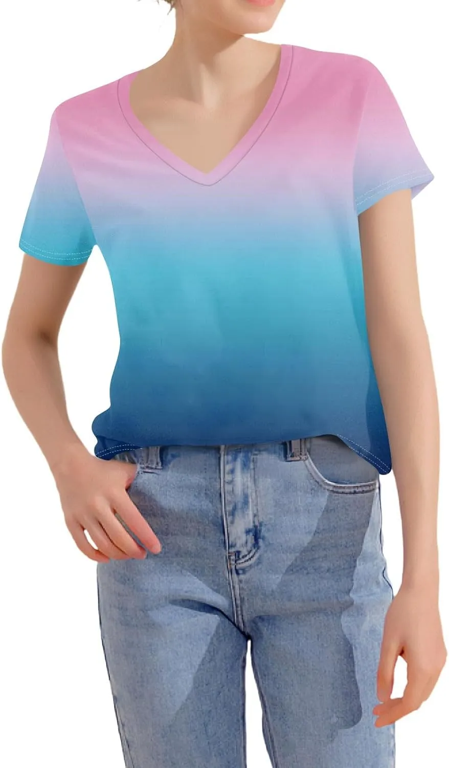 Summer Tops for Women 2025 Short Sleeve V Neck Plus Size Womens Tops Drssy Casual Shirts for Women Blouese Trendy