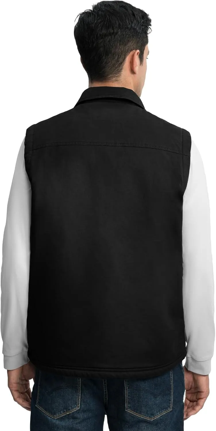 TBMPOY Men's Winter Vest Casual Sherpa Fleece lined Full Zip Lightweight Vest Outerwear Warm Cotton Travel Jackets