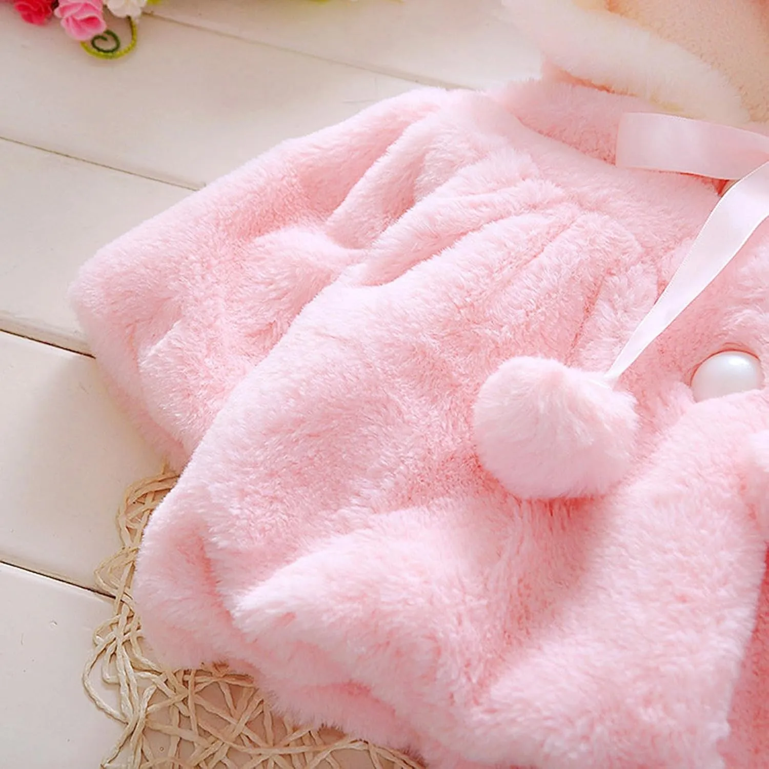 Toddler Baby Girls Winter Fleece Cape Cloak Coat Kids Cute Bunny Hooded Jackets Windproof Baby Warm Outwear Clothes