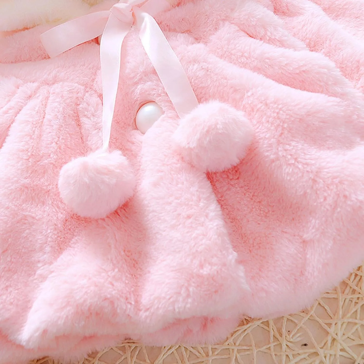 Toddler Baby Girls Winter Fleece Cape Cloak Coat Kids Cute Bunny Hooded Jackets Windproof Baby Warm Outwear Clothes
