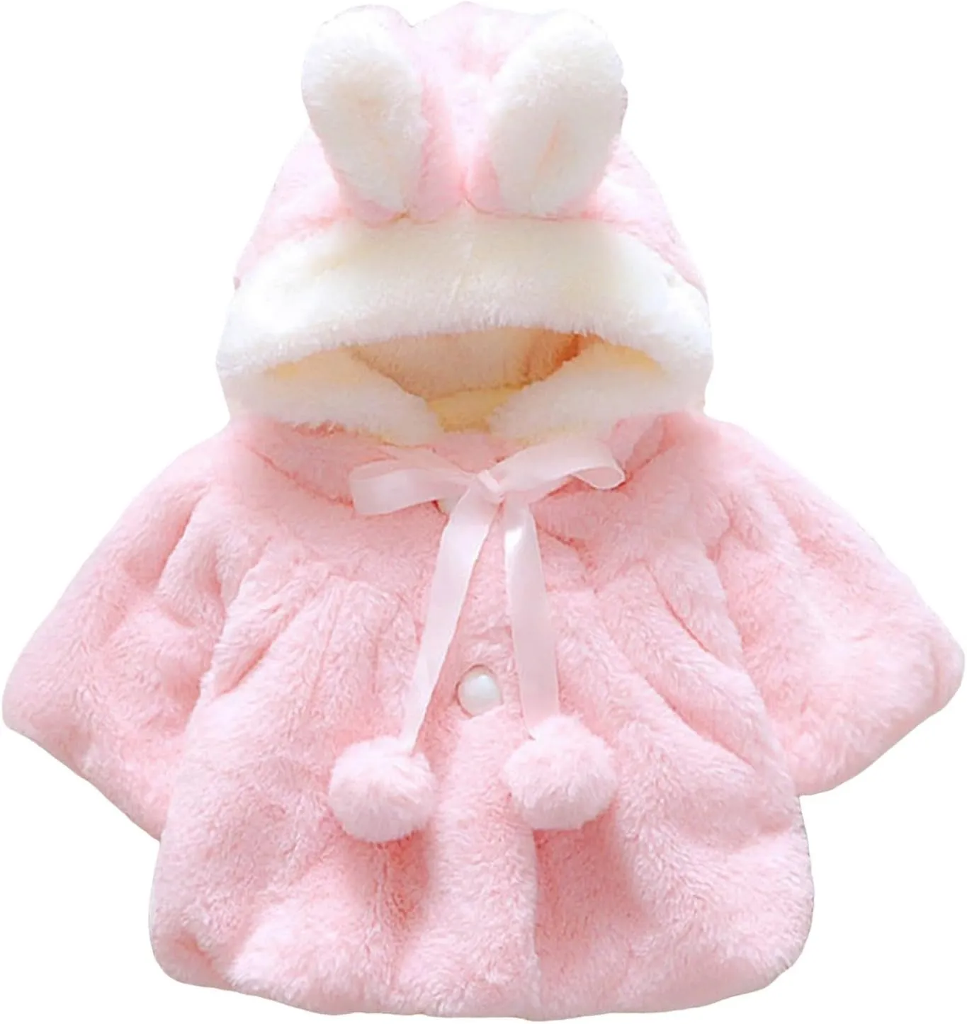 Toddler Baby Girls Winter Fleece Cape Cloak Coat Kids Cute Bunny Hooded Jackets Windproof Baby Warm Outwear Clothes